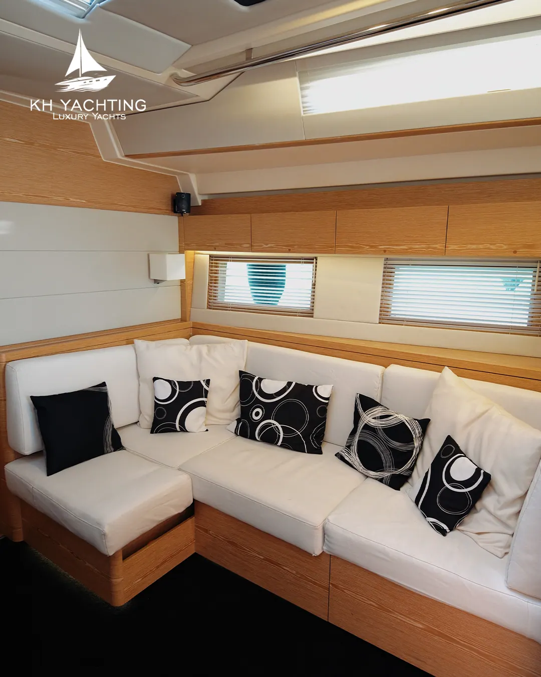 Salon sofa aboard Sea Witch